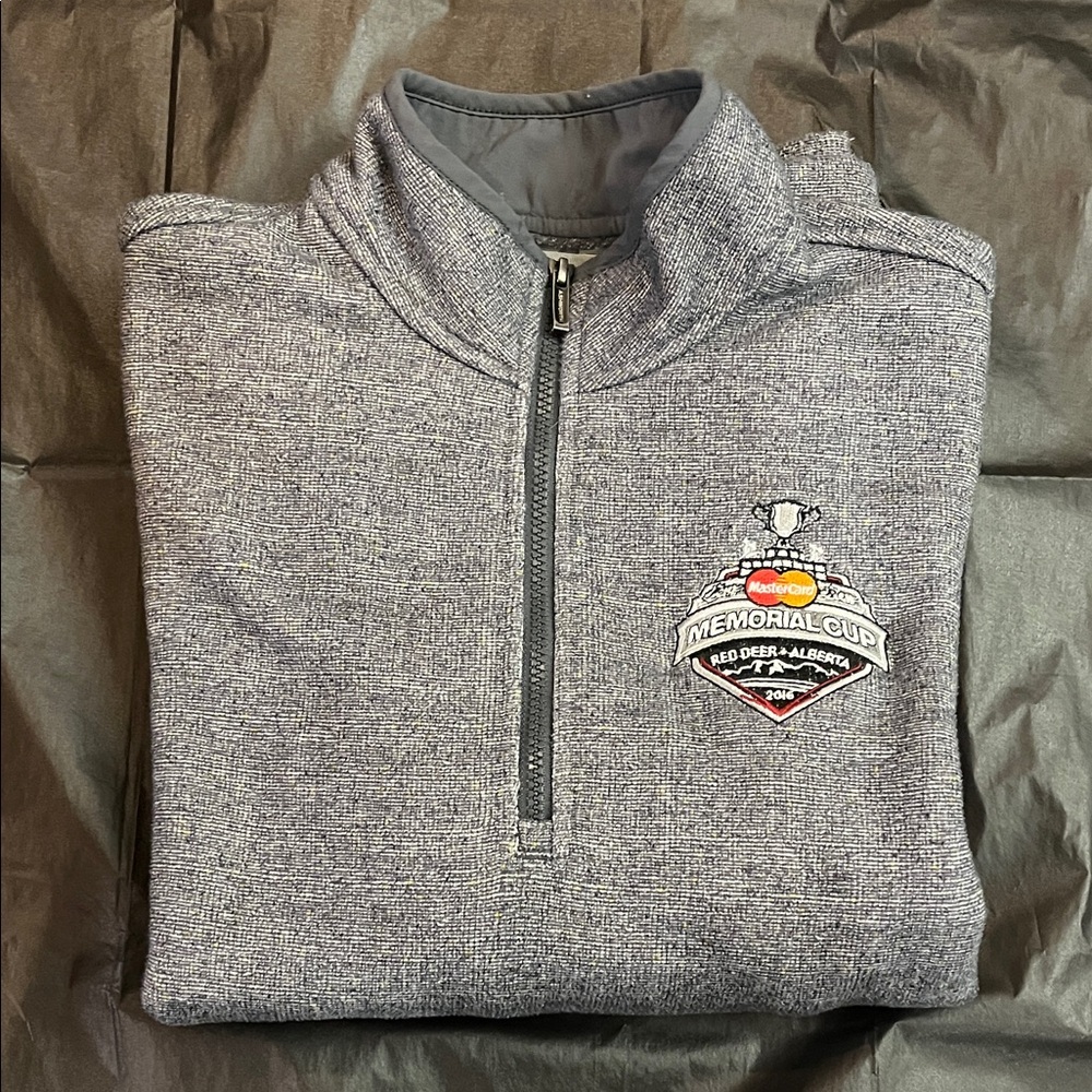 3 for $30 Ashworth Men's Heather Gray Zip-Up Sweater/ Hockey inspired